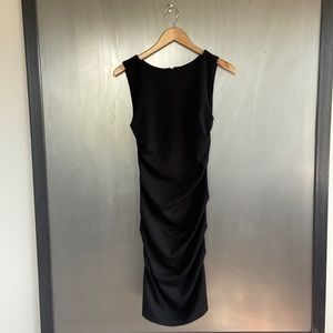 Artelier Nicole Miller Midi Ruched Black Dress